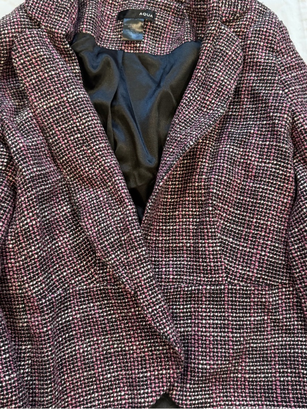 Aqua Pink and Black Tweed Blazer